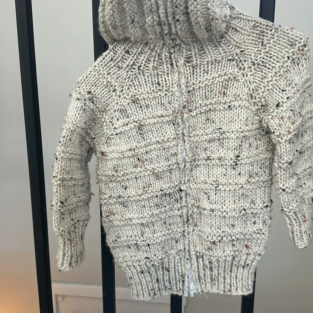 Hand Knitting Hooded Sweater Back Zipper‎ 3T